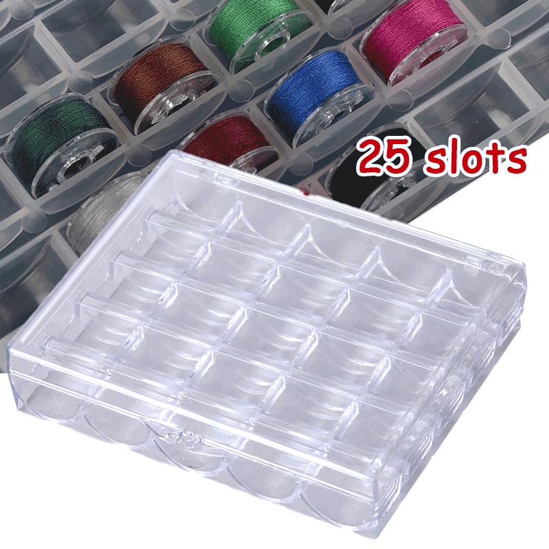 Bobbin Organizer Box - 1個入り 25個の空ボビン収納ボックス 裁縫道具 プラスチック製ミシンボビンケース 編み針オーガナイザー