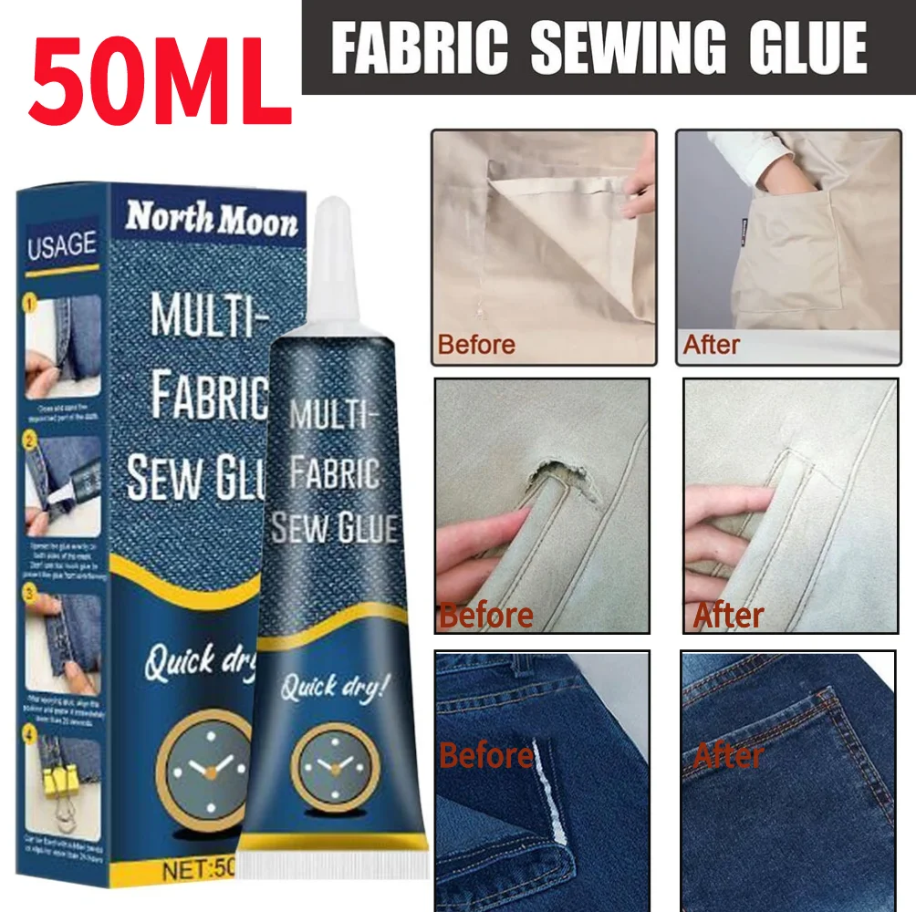 Sewing Technology - 速乾性生地パッチ接着剤、生地修理、縫い目接着剤、防水、衣類テキスタイル、多用途、50ml