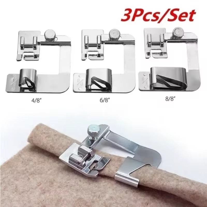 Twin Needle Stretch - 縫製ヘミングセット 1/3個入り ワイドヘムフット 1個または3個入り ナローロールヘムプレッサーフィート ブラザーシンガー