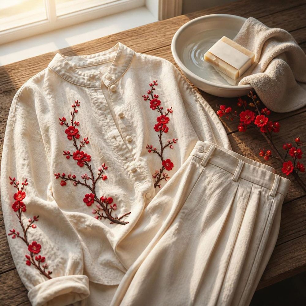 Sewing In Textile - DIY桜のアイロン接着パッチ アイロン接着＆縫い付け ホットメルト接着剤 刺繍入り花柄パッチ 桜パッチ