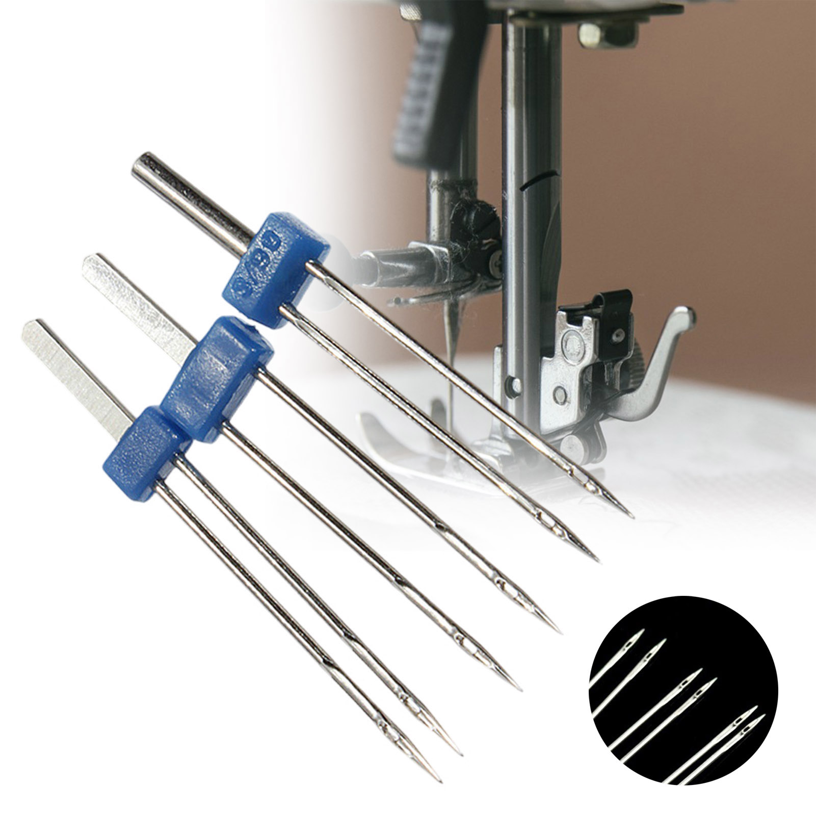 Twin Needle Stretch - ツインニードルセット 3 個ステンレス鋼ミシンアクセサリー家庭用ストレッチ生地装飾ステッチ耐久性のある 40 ミリメートル