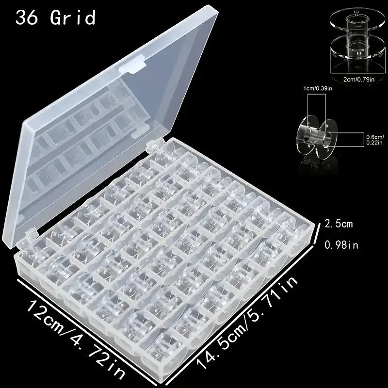 25/36個の透明プラスチックボビン オーガナイザーボックス - Bobbin Organizer Box のレビューと価格