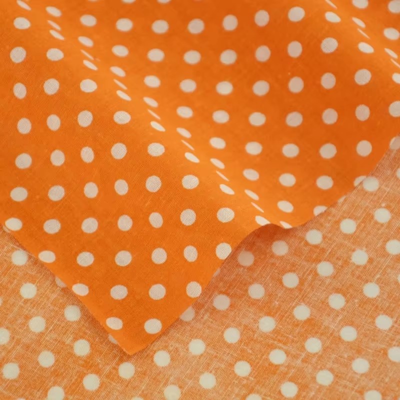 白いオレンジの水玉模様の綿生地,パッチワーク,ホームテキスタ - Sewing In Textile のレビューと価格