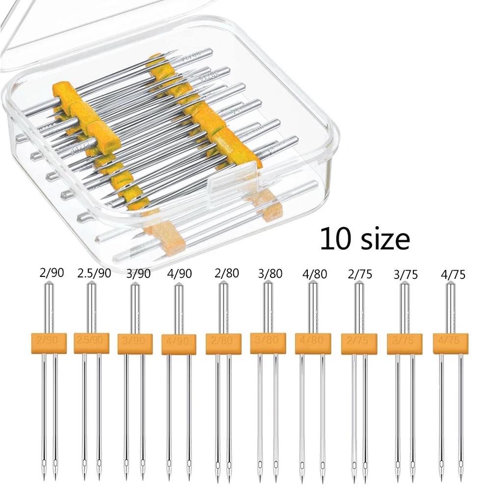 ダブル針ミシン,プラスチックボックス付き,10個,ダブルニー - Twin Needle Stretch のレビューと価格