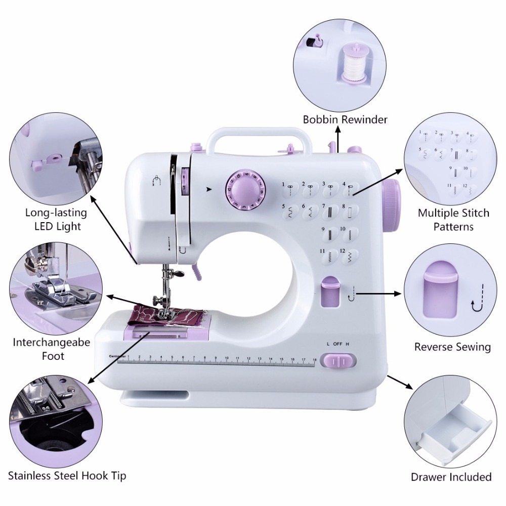 電動家庭用ミニミシン 12種類の縫い目 家庭用ミニミシン - Sewing Jahit のレビューと価格