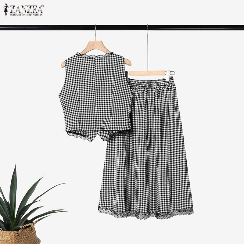 エレガントな女性 2 ピースセット ZANZEA 夏ノースリ - Sewing Vest のレビューと価格