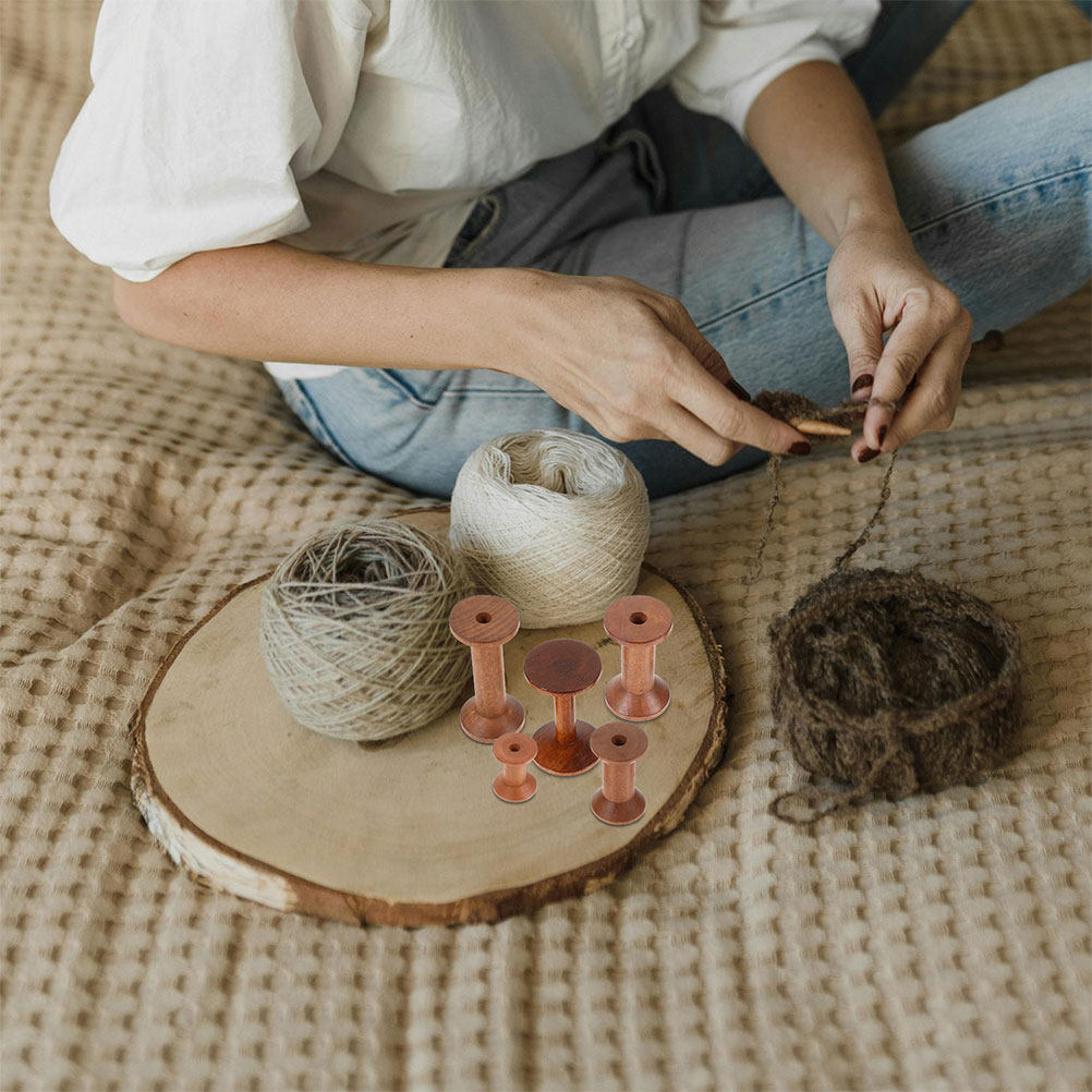 7個の木製ボビンセット省スペーススムーズ仕上げ糸スプールホル - Sewing Knit のレビューと価格