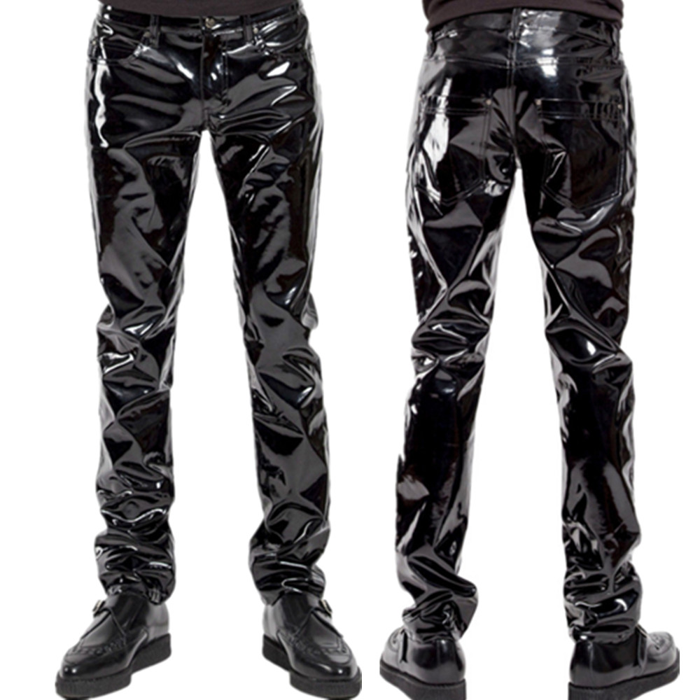 男性用の光沢のあるPVCラテックスパンツ,オートバイ用の黒い - Sewing Latex のレビューと価格