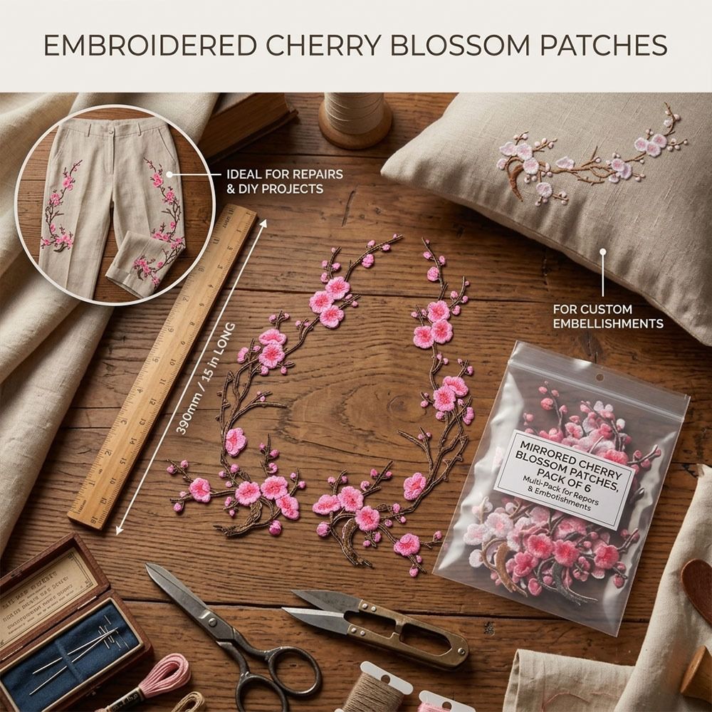 DIY桜の花アイロン接着パッチ アイロン接着＆縫い付け ホッ - Sewing In Textile のレビューと価格