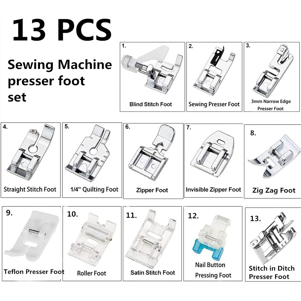 13 ピース/箱押えセットローラーフット Invisi ジッ - Twin Needle Stretch のレビューと価格