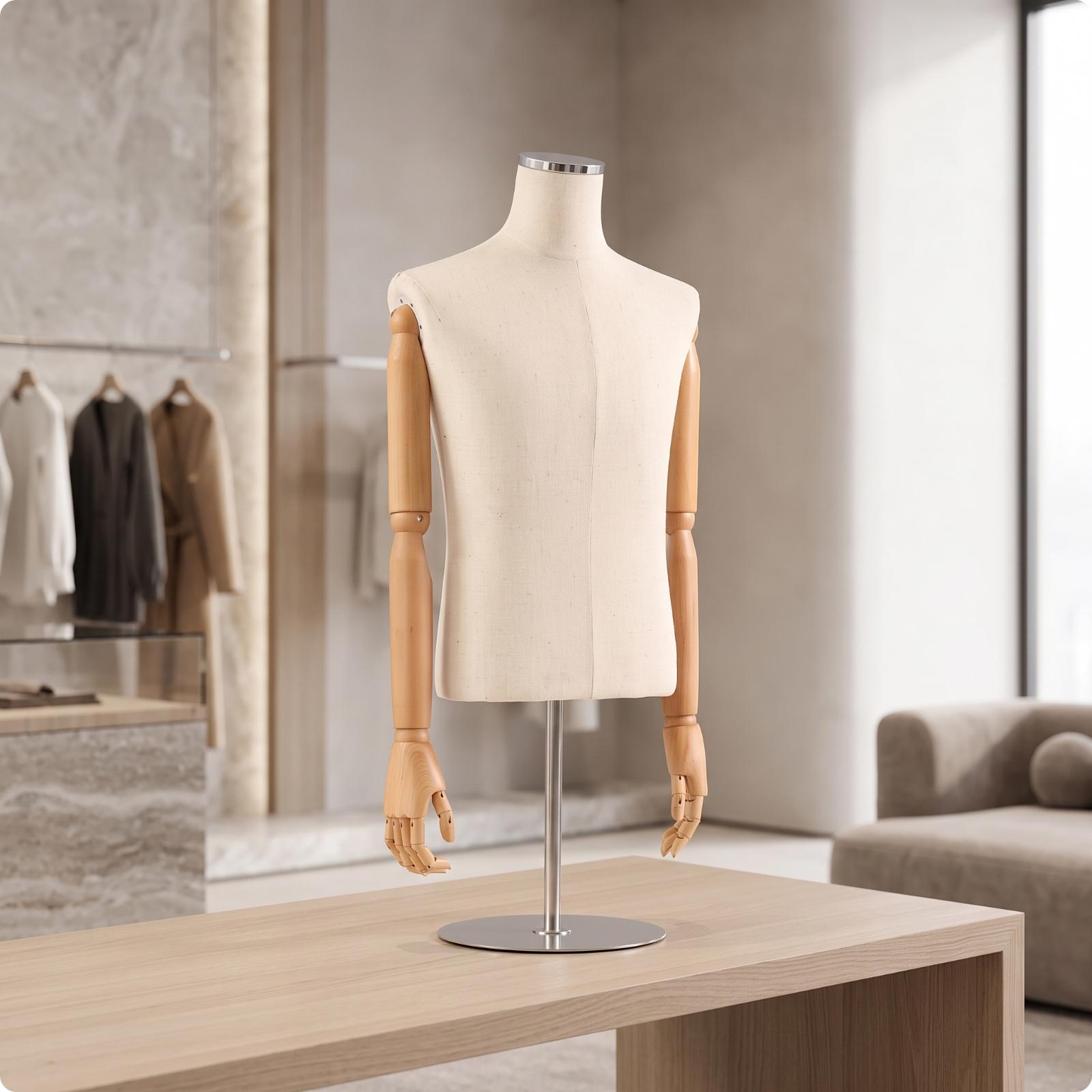 男性半身マネキン 布張り紳士服ディスプレイトルソー ドレスフ - Dress Form Mannequin のレビューと価格